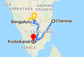 Bangalore-KodaiKanal-Chennai Route Map
