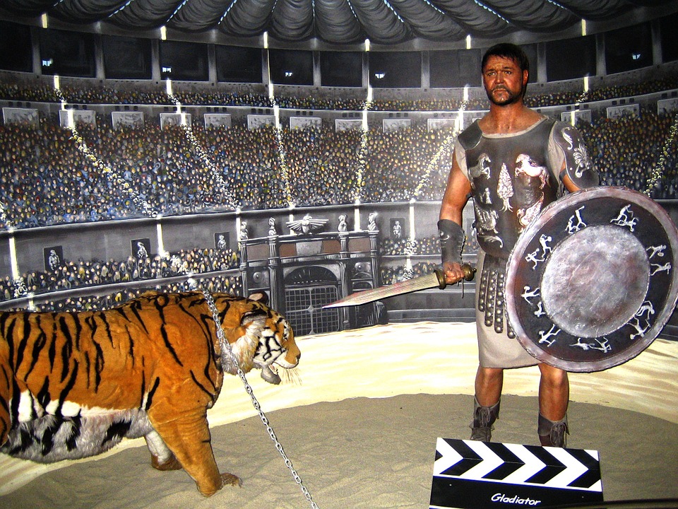 Gladiator fight in the Colosseum in Rome