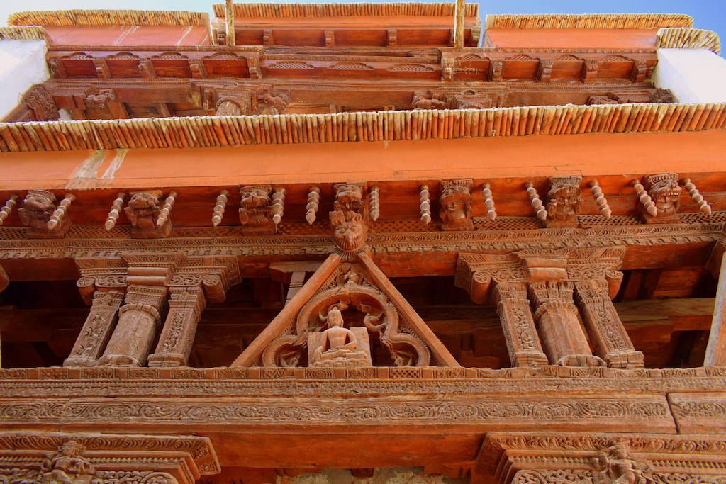 Intricate woodwork of the Sumtseg