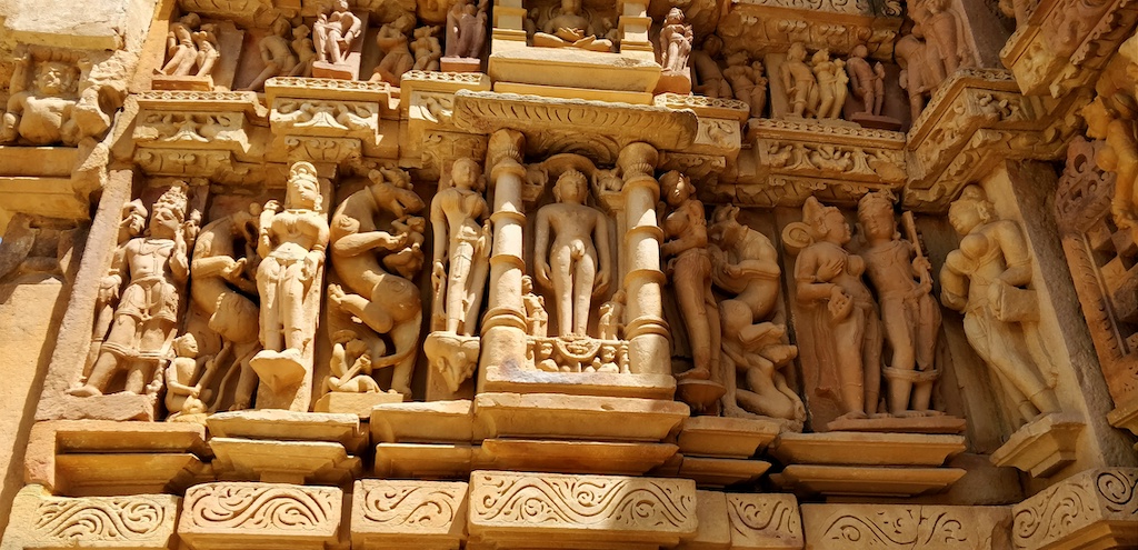 Sculptures at Parshvanatha temple in Khajuraho
