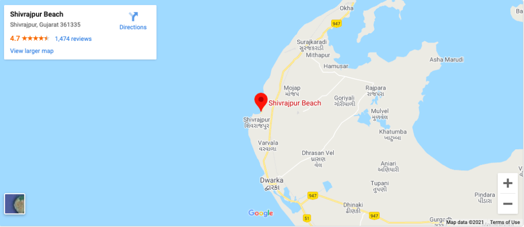 Shivrajpur Beach Map