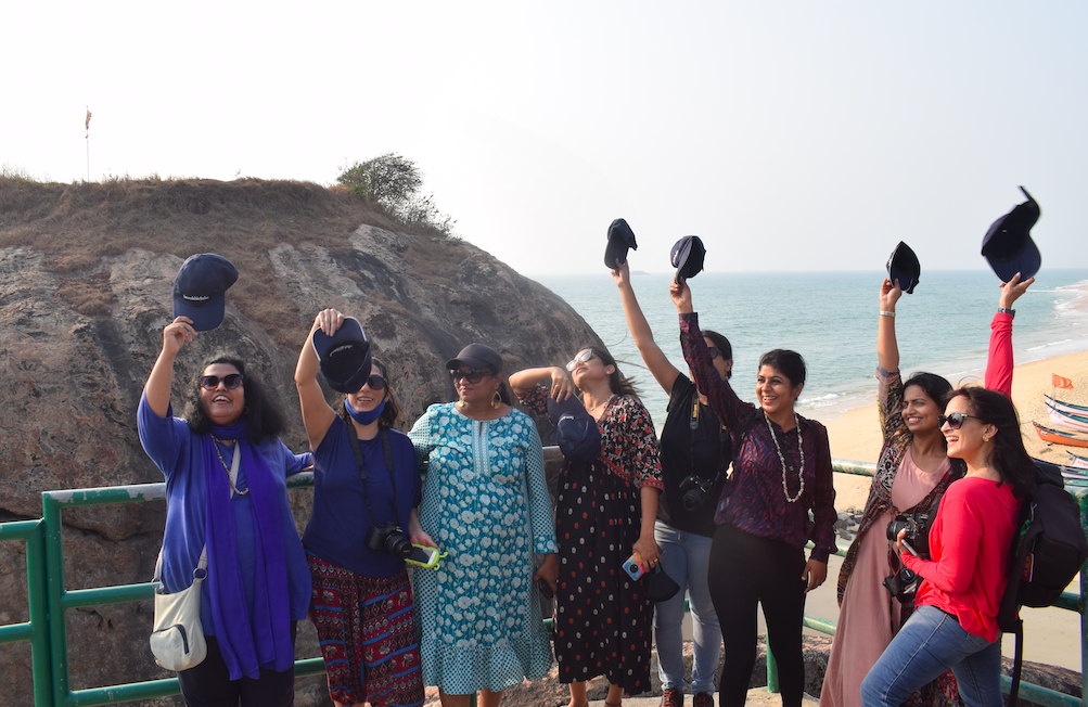 Women bloggers at Kapu beach