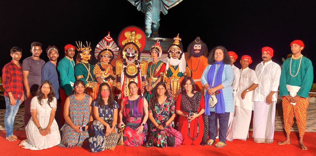 Women bloggers with Yakshagana troupe