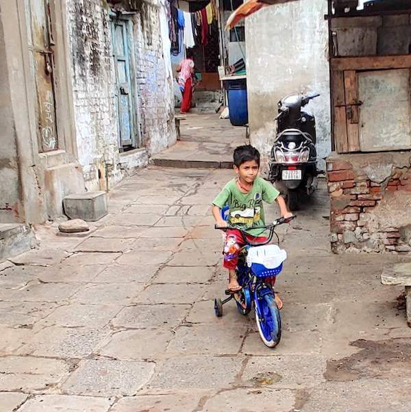 Kid on a bicycle