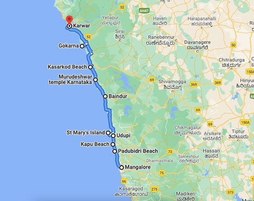 Coastal Karnataka Map