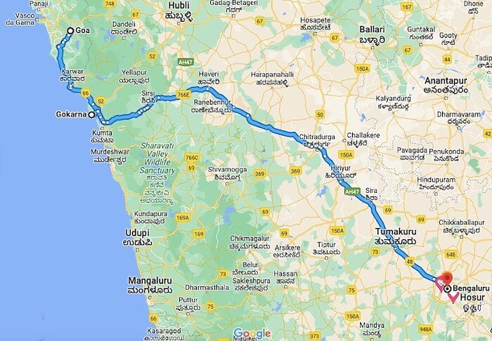 Gokarna Route Map