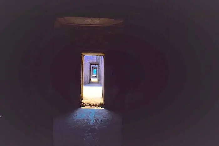 Narrow doors connect a maze of passages
