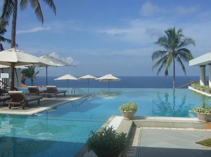 Infinity pool at The Leela Kovalam Beach Resort