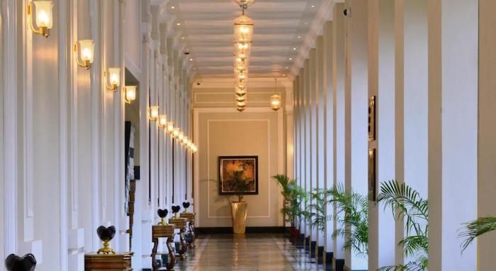 The long corridors at Jodhpur Indana Palace Hotel