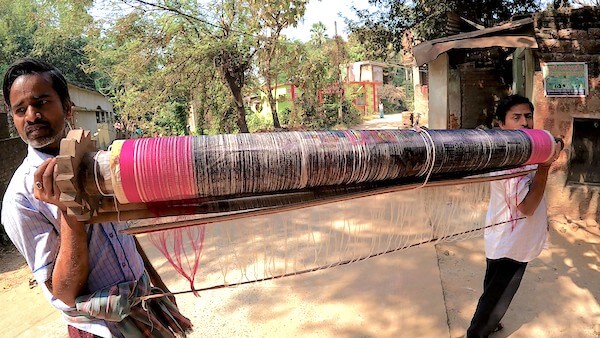Coloured yarn at Gopalpur