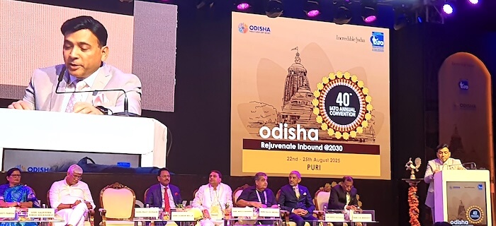IATO President Shri Ravi Gosain speaking at the inaugural session of the 40th Annual IATO Convention