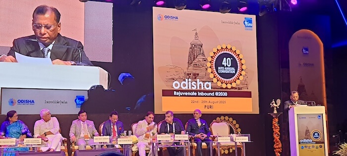 Dr.Jitendra K. Mohanty speaking at the inaugural session of the 40th Annual IATO Convention