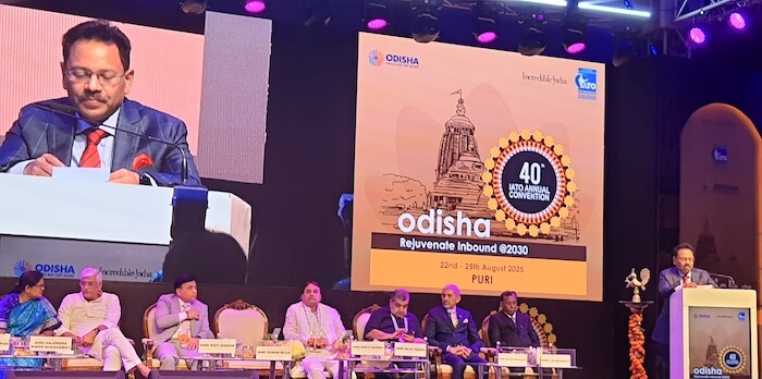 Shri Suman Billa speaking at the inaugural session of the 40th Annual IATO Convention